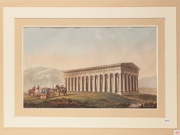 William Wilkins : Veduta del Tempio di Segesta  - Asta La Sicilia in una collezione di stampe - Associazione Nazionale - Case d'Asta italiane