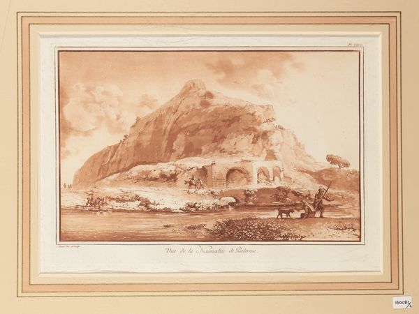 Jean-Pierre Louis Laurent Houel : Vue de la Naumachie de Palerme - Bain antique ...au midi de l'Etna  - Asta La Sicilia in una collezione di stampe - Associazione Nazionale - Case d'Asta italiane