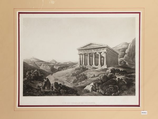 Achille-Etienne Gigault de La Salle : Vue du Temple de Sgeste  - Asta La Sicilia in una collezione di stampe - Associazione Nazionale - Case d'Asta italiane