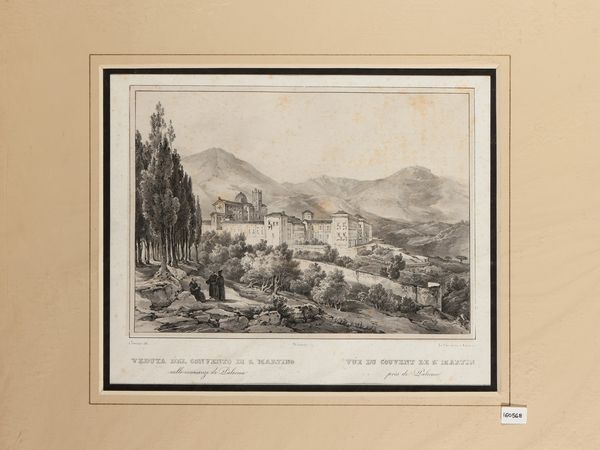 Veduta del convento di S. Martino nelle vicinanze di Palermo  - Asta La Sicilia in una collezione di stampe - Associazione Nazionale - Case d'Asta italiane