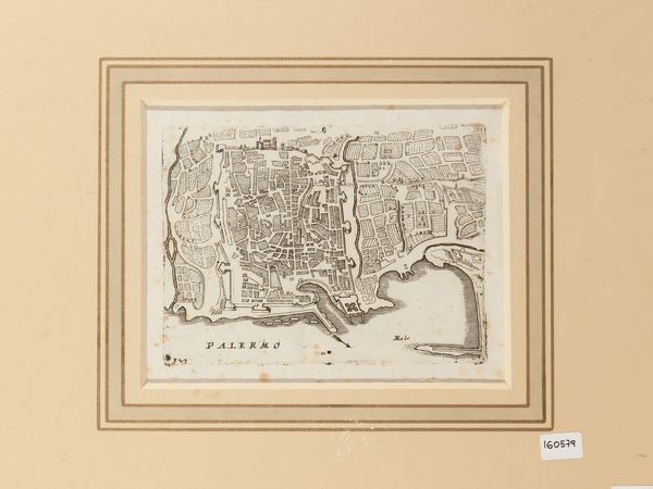 Vincenzo Maria Coronelli : Mappa di Palermo (XVII secolo)  - Asta La Sicilia in una collezione di stampe - Associazione Nazionale - Case d'Asta italiane