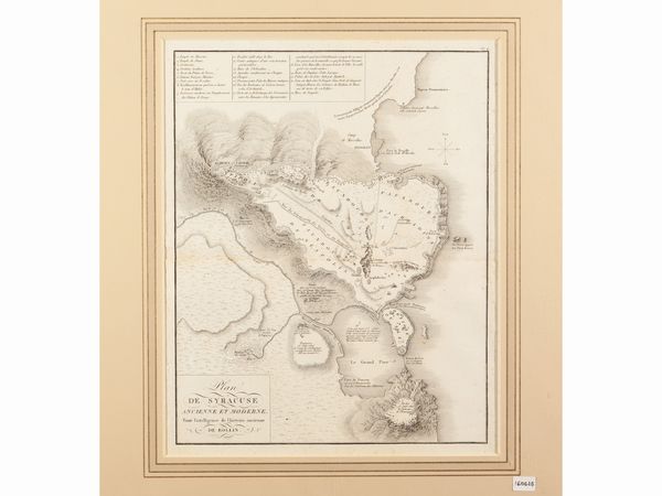 Plan de Syracuse ancienne et moderne  - Asta La Sicilia in una collezione di stampe - Associazione Nazionale - Case d'Asta italiane