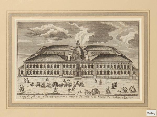 Generale Albergo de' Poveri nuovamente eretto in Palermo nella strada, che conduce a Morreale  - Asta La Sicilia in una collezione di stampe - Associazione Nazionale - Case d'Asta italiane