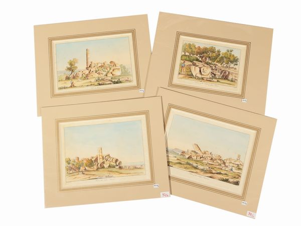 John Goldicutt : Rovine di Agrigento e di Selinunte  - Asta La Sicilia in una collezione di stampe - Associazione Nazionale - Case d'Asta italiane