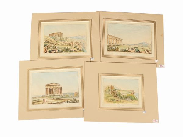 John Goldicutt : Templi di Segesta e Agrigento  - Asta La Sicilia in una collezione di stampe - Associazione Nazionale - Case d'Asta italiane