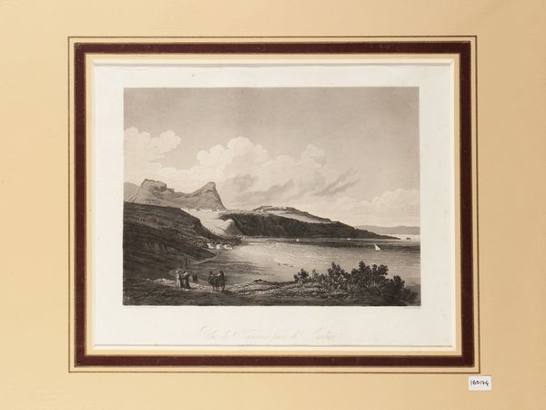 Achille-Etienne Gigault de La Salle : Vue de Taormine prise de Jardini  - Asta La Sicilia in una collezione di stampe - Associazione Nazionale - Case d'Asta italiane