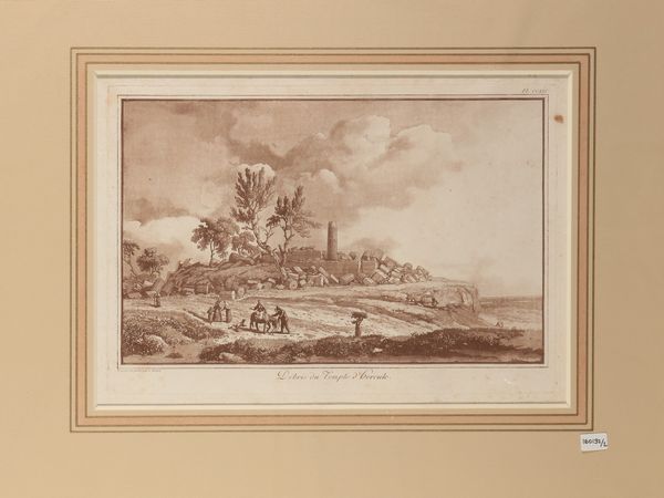 Jean-Pierre Louis Laurent Houel : D�bris du Temple d'Hercule - Vue du Temple de Junon Lucine  - Asta La Sicilia in una collezione di stampe - Associazione Nazionale - Case d'Asta italiane