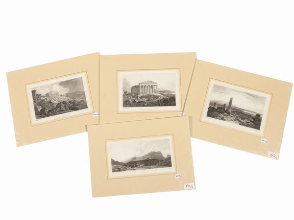 Peter De Wint : Rovine di Segesta, Selinunte, Girgenti (1820)  - Asta La Sicilia in una collezione di stampe - Associazione Nazionale - Case d'Asta italiane