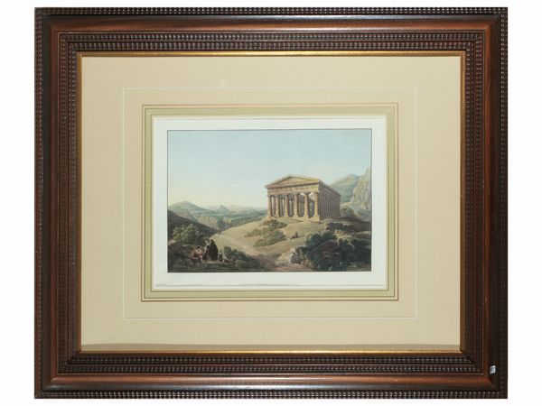 Vue du Temple de Segeste  - Asta La Sicilia in una collezione di stampe - Associazione Nazionale - Case d'Asta italiane