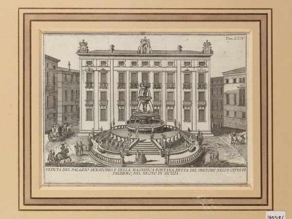 THOMAS SALMON : Veduta del Palazzo Senatorio e della fontana del Pretore - Veduta della Porta Felice ...  - Asta La Sicilia in una collezione di stampe - Associazione Nazionale - Case d'Asta italiane