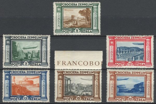 1933, Regno dItalia, Crociera Zeppelin, Serie cpl.  - Asta Filatelia e Storia Postale - Associazione Nazionale - Case d'Asta italiane