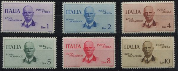 1934, Regno dItalia, Posta Aerea serie  Roma- Mogadisco, serie cpl. (83/88)  - Asta Filatelia e Storia Postale - Associazione Nazionale - Case d'Asta italiane