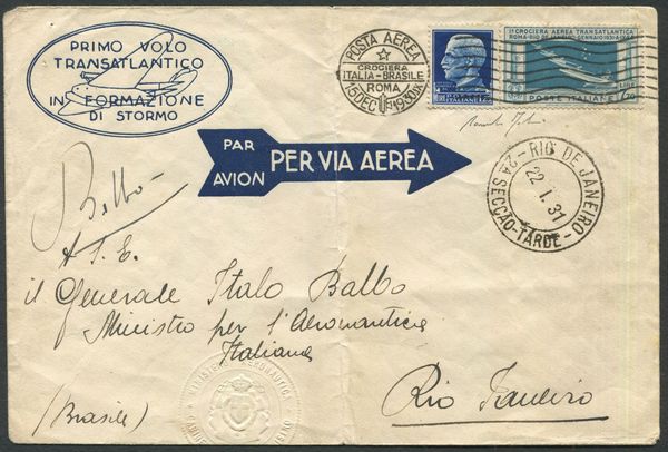 1931, Regno d'Italia, Crociera Atlantica Italia-Brasile,  - Asta Filatelia e Storia Postale - Associazione Nazionale - Case d'Asta italiane