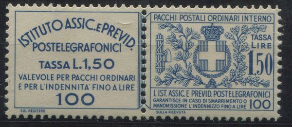 1936, , Regno dItalia, Francobolli Assicurativi, lire 1,50 azzurro  - Asta Filatelia e Storia Postale - Associazione Nazionale - Case d'Asta italiane