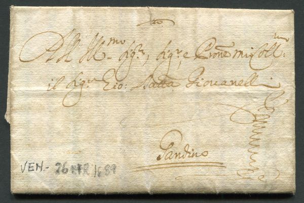 1689, Venezia, Lettera per Gandino  - Asta Filatelia e Storia Postale - Associazione Nazionale - Case d'Asta italiane