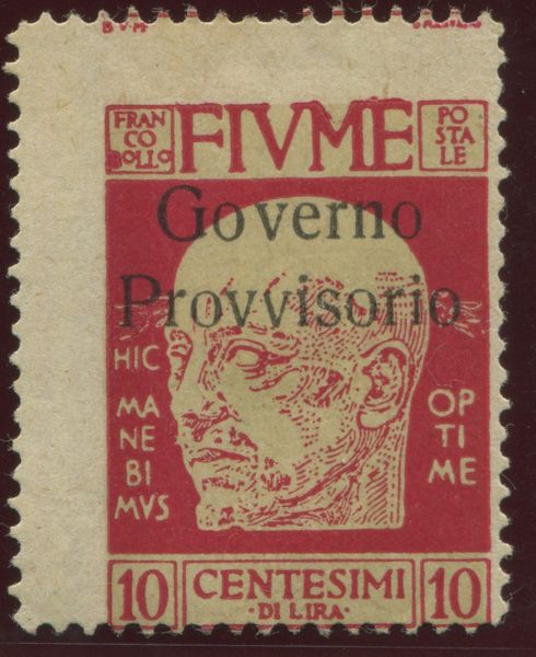 1921, Fiume, Francobollo da 10c. della serie Effigie di DAnnunzio soprastampato Governo Provvisorio senza trattino in basso (176)  - Asta Filatelia e Storia Postale - Associazione Nazionale - Case d'Asta italiane