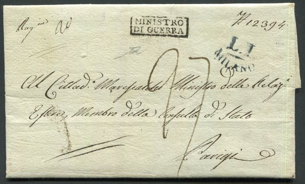 1804, Milano, Lettera da Milano a Parigi  - Asta Filatelia e Storia Postale - Associazione Nazionale - Case d'Asta italiane