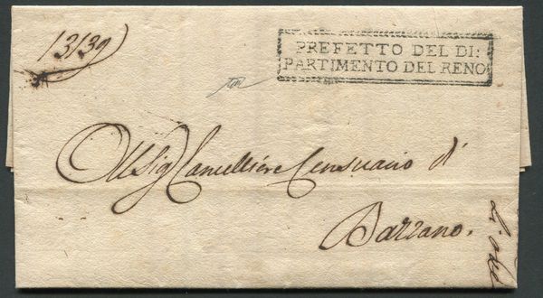 1809, Regno dItalia, Lettera da Bologna a Bazzano  - Asta Filatelia e Storia Postale - Associazione Nazionale - Case d'Asta italiane