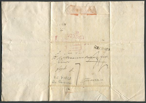 1813, Lettera da Caiazzo a Firenze  - Asta Filatelia e Storia Postale - Associazione Nazionale - Case d'Asta italiane