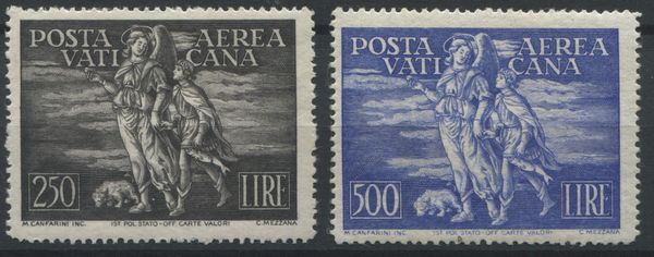 1948, Vaticano, Posta aerea, serie Arcangelo e Tobiolo (S.502)  - Asta Filatelia e Storia Postale - Associazione Nazionale - Case d'Asta italiane