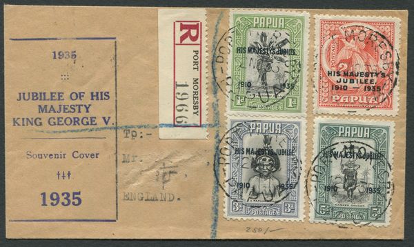 1935, Papua New Giunea, Raccomandata da Port Moresby a Clacton on sea (U.K.)  - Asta Filatelia e Storia Postale - Associazione Nazionale - Case d'Asta italiane