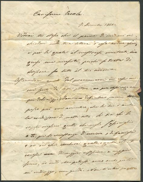 1860, Lettera dalla Guerra dItalia, Lettera da Pavia a Caserta  - Asta Filatelia e Storia Postale - Associazione Nazionale - Case d'Asta italiane