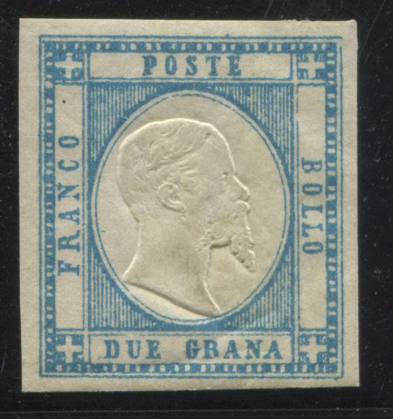 1861, Province Napoletane, 2 gr. celeste (20a), gomma originale.  - Asta Filatelia e Storia Postale - Associazione Nazionale - Case d'Asta italiane