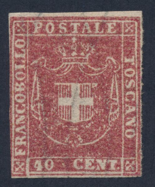 1860, Toscana, Governo provvisorio, 40 cent. carminio (21), gomma originale integra  - Asta Filatelia e Storia Postale - Associazione Nazionale - Case d'Asta italiane