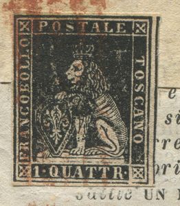 1859, Toscana, Giornale LAraldo Cattolico del 27 dicembre da Lucca a Pescia affrancato su parte di fascetta con, 1857, 1 quattrino nero Marzocco (10)  - Asta Filatelia e Storia Postale - Associazione Nazionale - Case d'Asta italiane