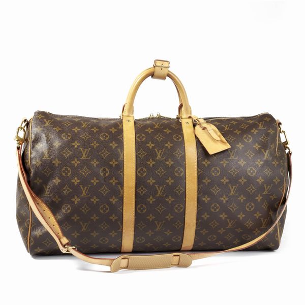 LOUIS VUITTON BORSA DA VIAGGIO KEEPALL BANDOULIERE 55  - Asta Vintage: borse e accessori di hermes, louis vuitton e altre grandi maison - Associazione Nazionale - Case d'Asta italiane