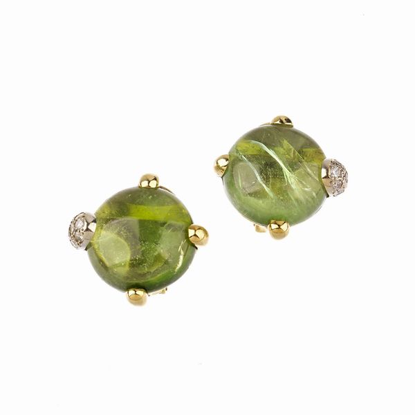 PAIO DI ORECCHINI CON PERIDOT E DIAMANTI  - Asta Gioielli - Associazione Nazionale - Case d'Asta italiane