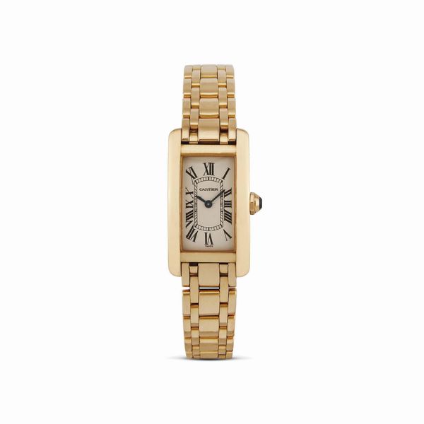 CARTIER : CARTIER TANK AMERICAINE MISURA PICCOLA IN ORO GIALLO  - Asta OROLOGI - Associazione Nazionale - Case d'Asta italiane