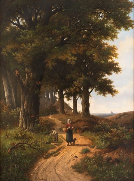 Hendrick Pieter Koekkoek : Paesaggio con contadina su un sentiero nel bosco  - Asta Dipinti e Disegni Antichi - Associazione Nazionale - Case d'Asta italiane