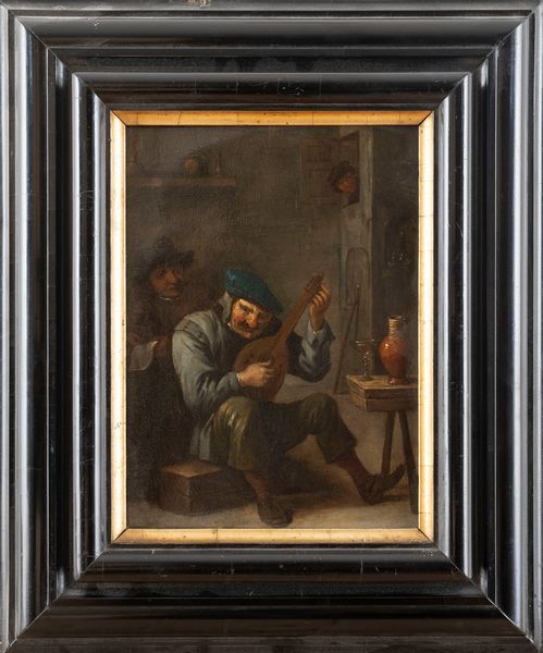 Seguace di Adriaen Van Ostade : Scena d'interno con suonatore di liuto  - Asta Dipinti e Disegni Antichi - Associazione Nazionale - Case d'Asta italiane