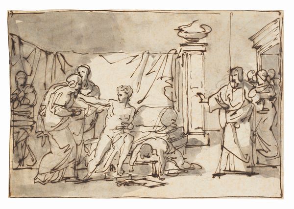 Francesco Coghetti : Studio per scena storica in un interno; Scena di storia romana davanti all'altare di Minerva  - Asta Dipinti e Disegni Antichi - Associazione Nazionale - Case d'Asta italiane