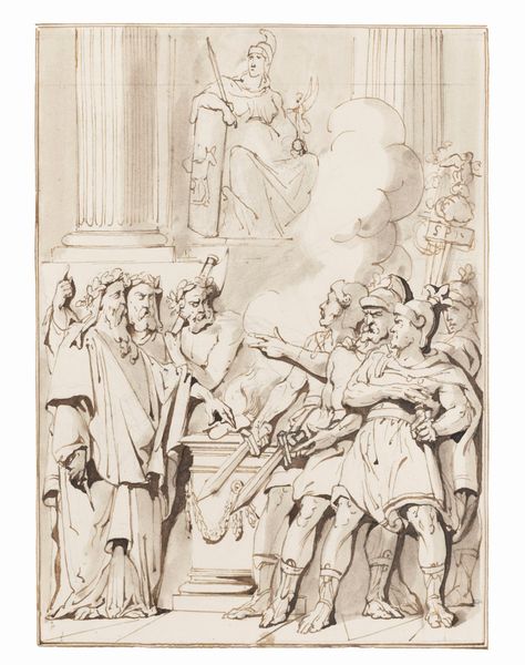 Francesco Coghetti : Studio per scena storica in un interno; Scena di storia romana davanti all'altare di Minerva  - Asta Dipinti e Disegni Antichi - Associazione Nazionale - Case d'Asta italiane