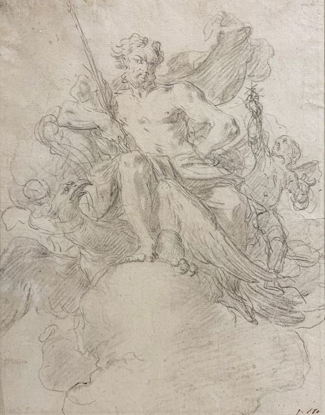 Attribuito a Francesco Solimena (Canale di Serino 1657-Barra 1747) : Giove  - Asta Dipinti e Disegni Antichi - Associazione Nazionale - Case d'Asta italiane