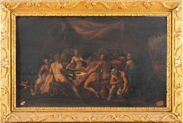 Scuola fiamminga, secolo XVII : Banchetto degli Dei (bozzetto)  - Asta Dipinti e Disegni Antichi - Associazione Nazionale - Case d'Asta italiane