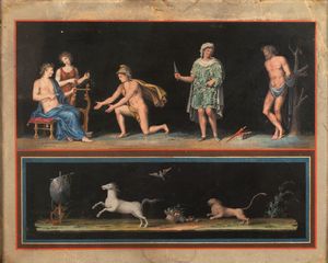 ARTISTA NEOCLASSICO : Due scene classiche: Rito romano; e Apollo e Marsia  - Asta Dipinti e Disegni Antichi - Associazione Nazionale - Case d'Asta italiane