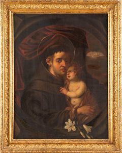 Scuola italiana, secolo XVIII : Sant'Antonio da Padova con il Bambino  - Asta Dipinti e Disegni Antichi - Associazione Nazionale - Case d'Asta italiane