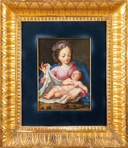 Scuola romana, secolo XVIII : Madonna con Bambino  - Asta Dipinti e Disegni Antichi - Associazione Nazionale - Case d'Asta italiane