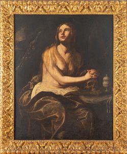 Scuola napoletana, secolo XVII : Maddalena penitente nel deserto  - Asta Dipinti e Disegni Antichi - Associazione Nazionale - Case d'Asta italiane