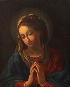 Scuola romana, secolo XVIII : Madonna orante  - Asta Dipinti e Disegni Antichi - Associazione Nazionale - Case d'Asta italiane