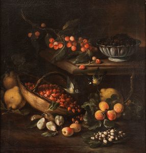 Scuola lombarda, secolo XVII : Due nature morte en plein air  - Asta Dipinti e Disegni Antichi - Associazione Nazionale - Case d'Asta italiane