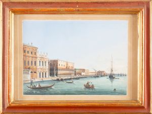 Scuola veneta, secolo XIX : Venezia, Piazza San Marco; e Venezia, Bacino di San Marco  - Asta Dipinti e Disegni Antichi - Associazione Nazionale - Case d'Asta italiane