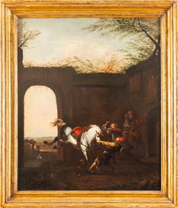 Pieter van Bloemen, detto lo Stendardo : Cavallo imbizzarrito  - Asta Dipinti e Disegni Antichi - Associazione Nazionale - Case d'Asta italiane