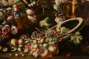 Andrea Belvedere, : Due trionfi di fiori e frutta con putti e architetture classiche en plein air  - Asta Dipinti e Disegni Antichi - Associazione Nazionale - Case d'Asta italiane