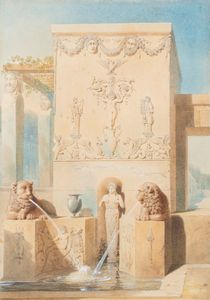 Jules-Frédéric Bouchet : Fontana monumentale  - Asta Dipinti e Disegni Antichi - Associazione Nazionale - Case d'Asta italiane