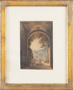 Jules-Frédéric Bouchet : Studio per veduta di citt classica  - Asta Dipinti e Disegni Antichi - Associazione Nazionale - Case d'Asta italiane