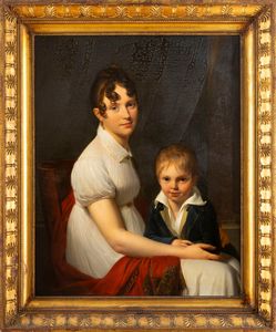 Louis André Gabriel Bouchet : Ritratto di gentildonna seduta con il figlio  - Asta Dipinti e Disegni Antichi - Associazione Nazionale - Case d'Asta italiane